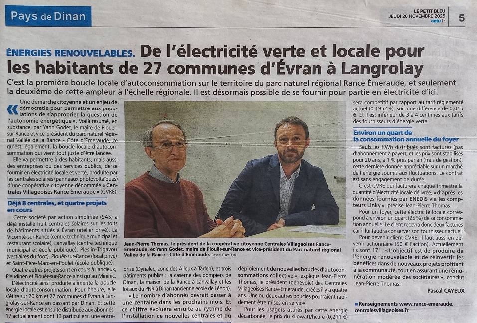 La boucle Villageoise sur "Le Petit Bleu"