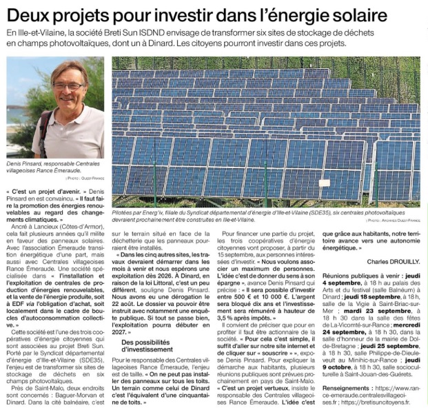 Bretisun : Article Ouest-France St Malo du 2 septembre