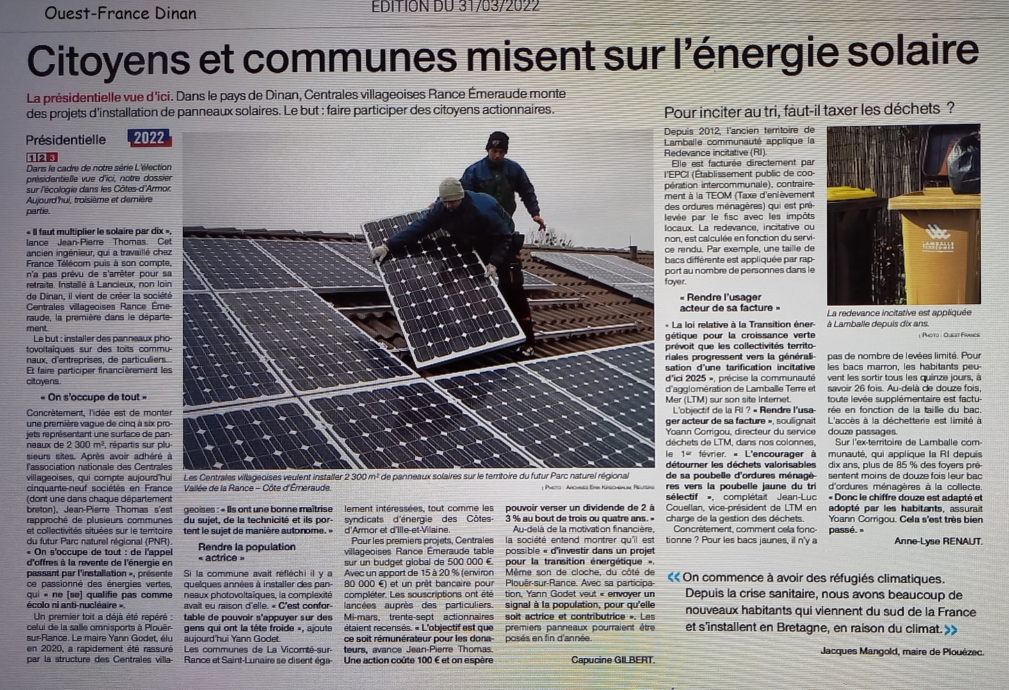 Ouest-France parle de CVRE
