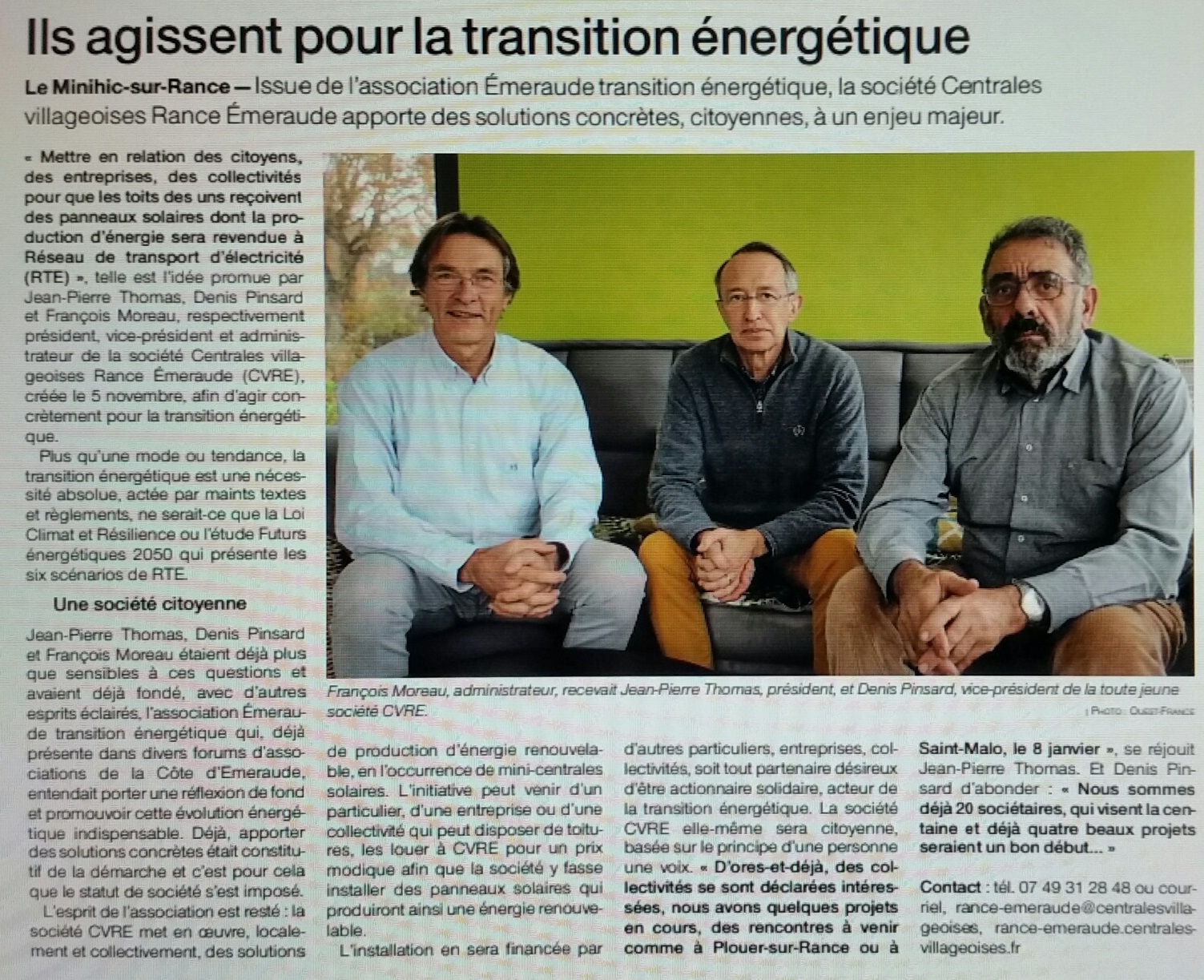 Paru dans Ouest-France du 14 décembre édition de Saint-Malo
