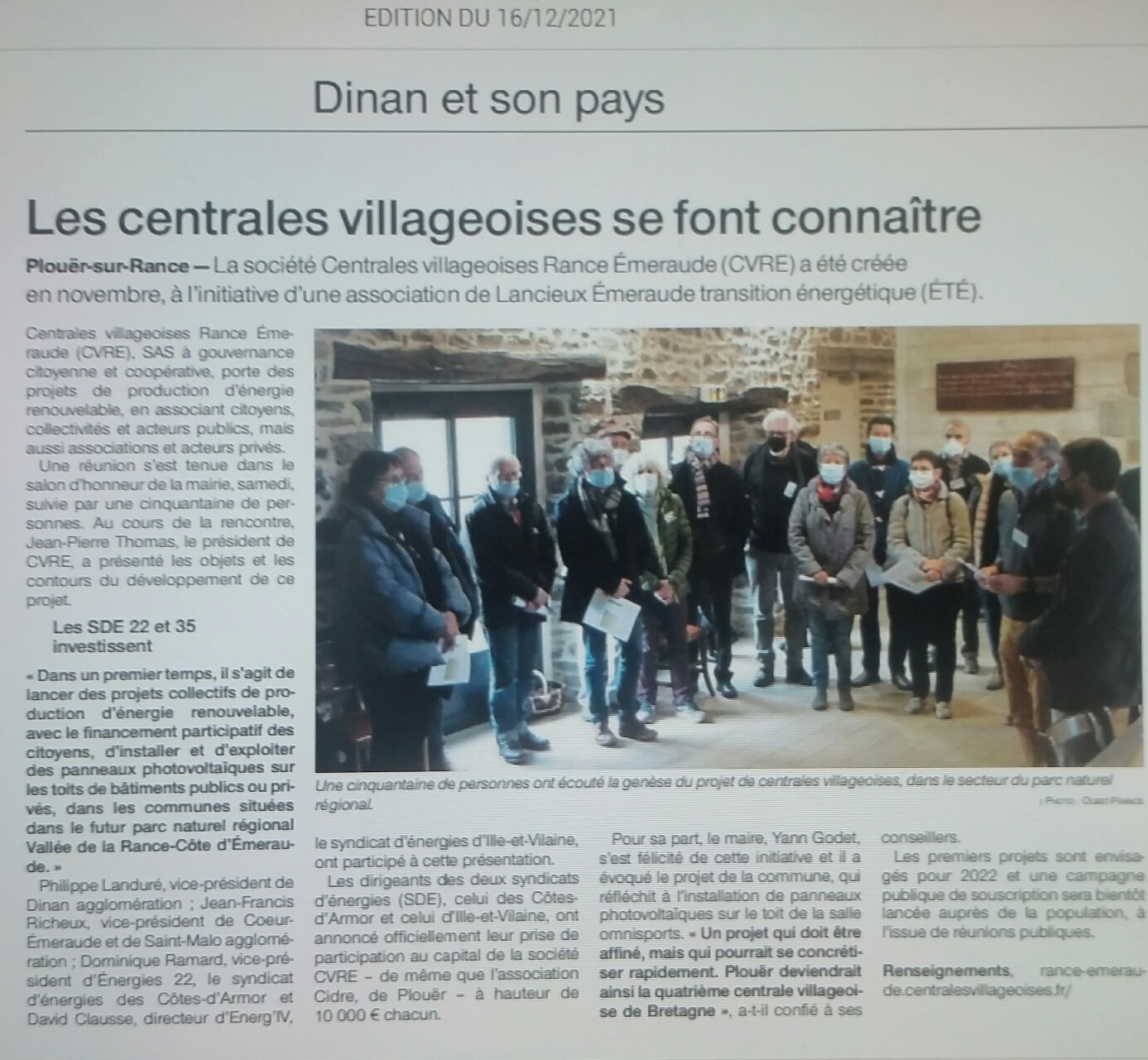 Ouest-France du 16 décembre  édition de Dinan